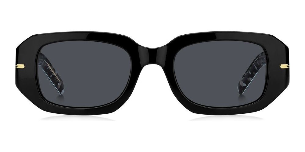 Sleek Black Frame Sunglasses with Gold Accents