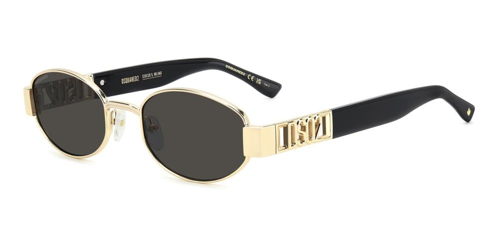 Refined Gold and Black Metal Frame Sunglasses