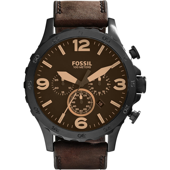 Fossil Chronograph Watch with Leather Strap