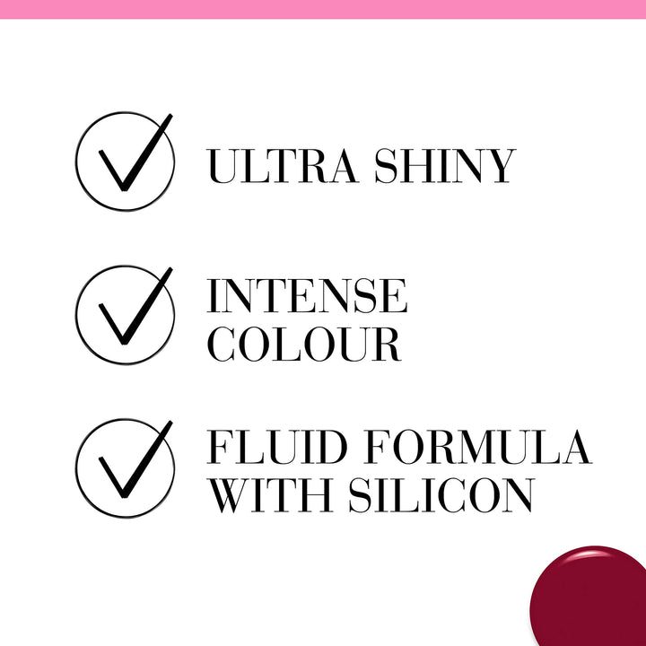 9 ml cherry-pink nail polish bottle with fan applicator, glossy finish
