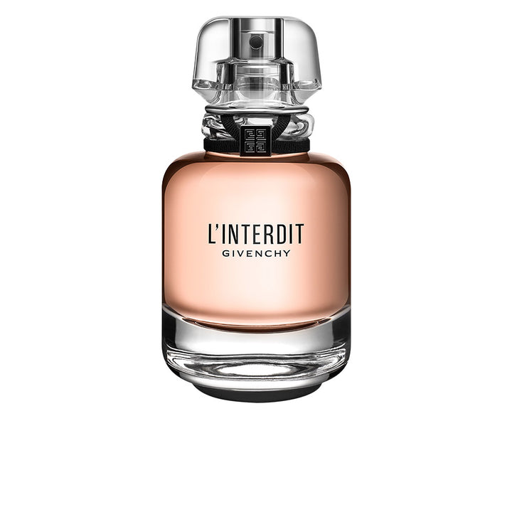 50 ml crystal perfume bottle with black ribbon, floral-woody fragrance