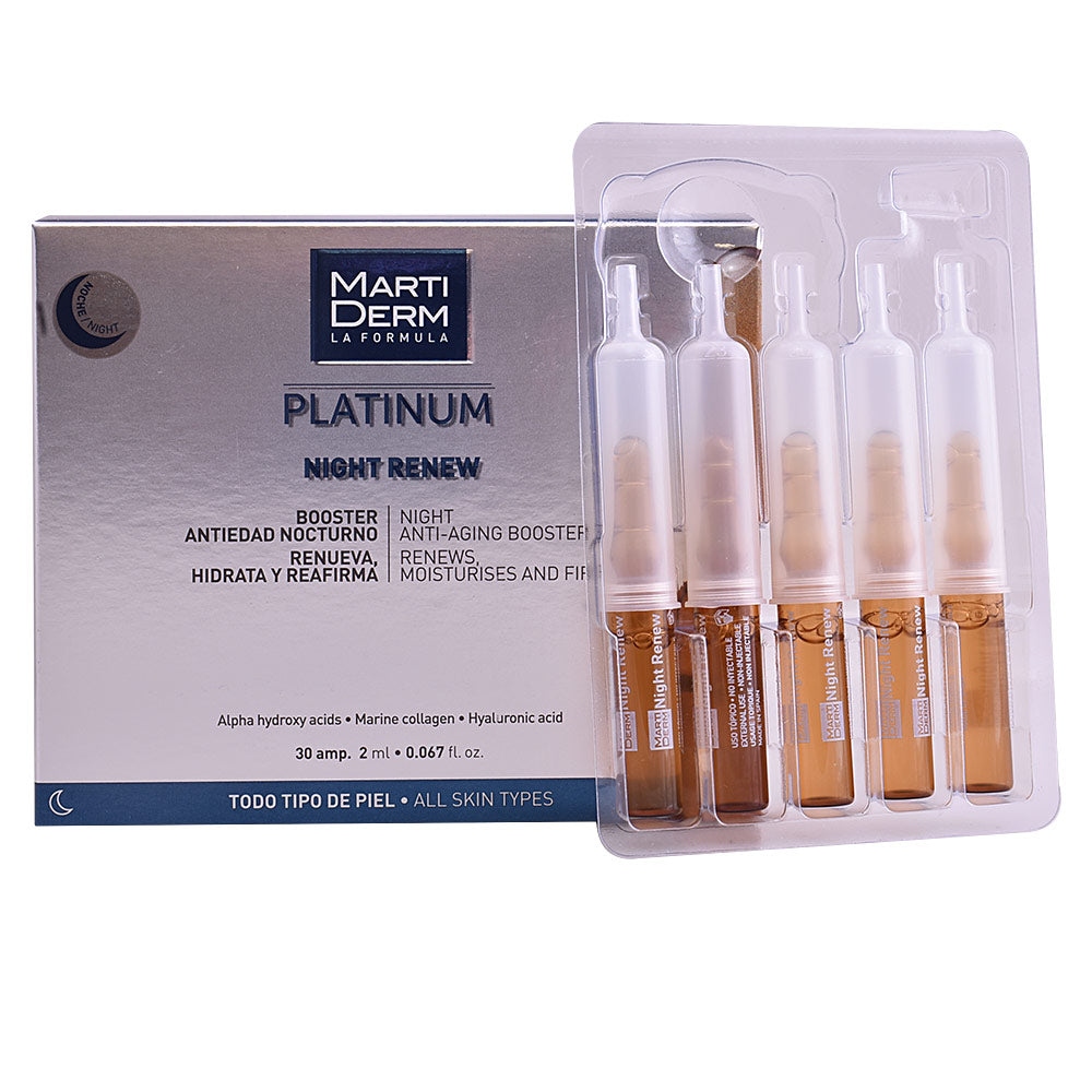 Small clear vial of night exfoliating collagen booster, 2 ml, Unisex