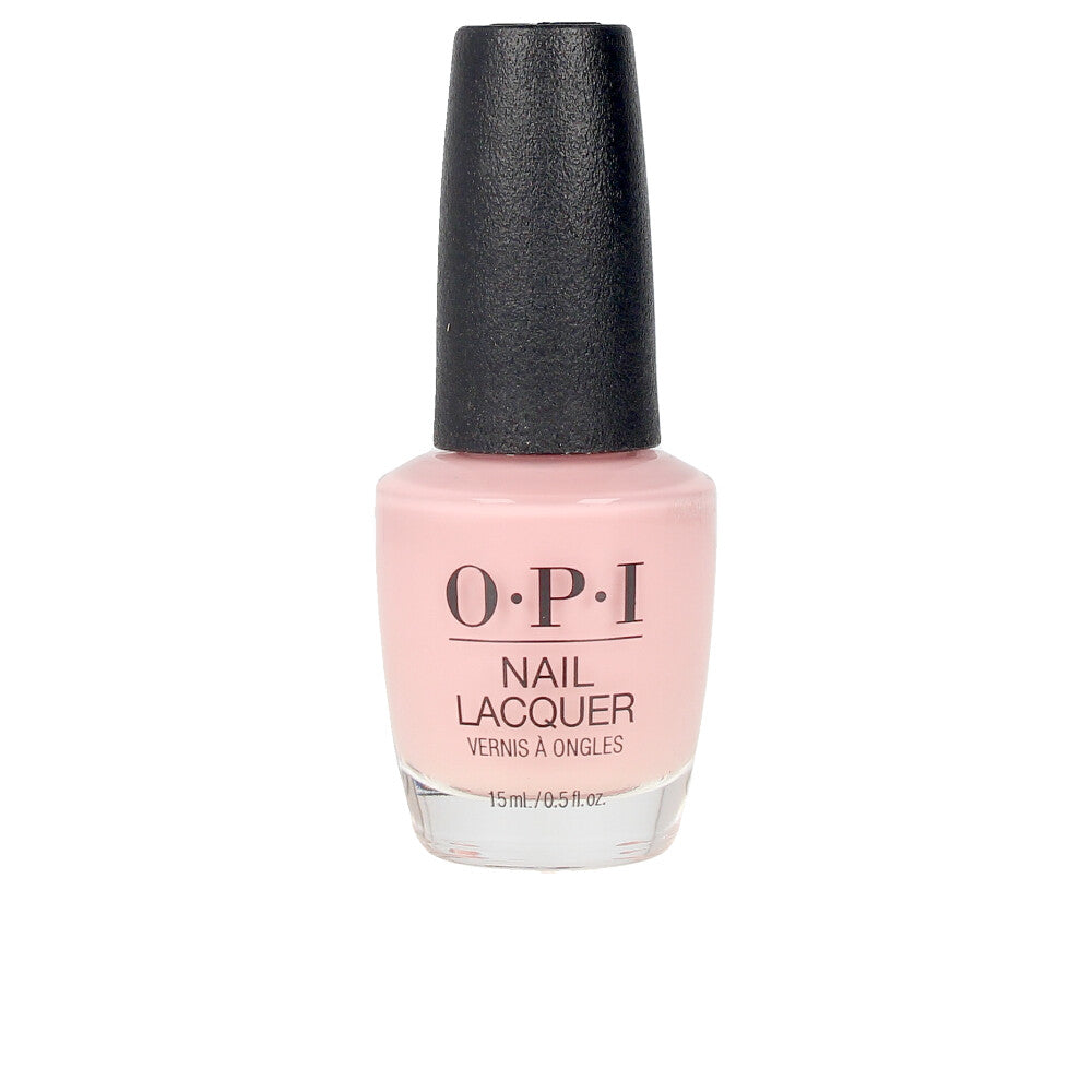 15 ml beige nail lacquer bottle with wide flat brush, glossy cream finish
