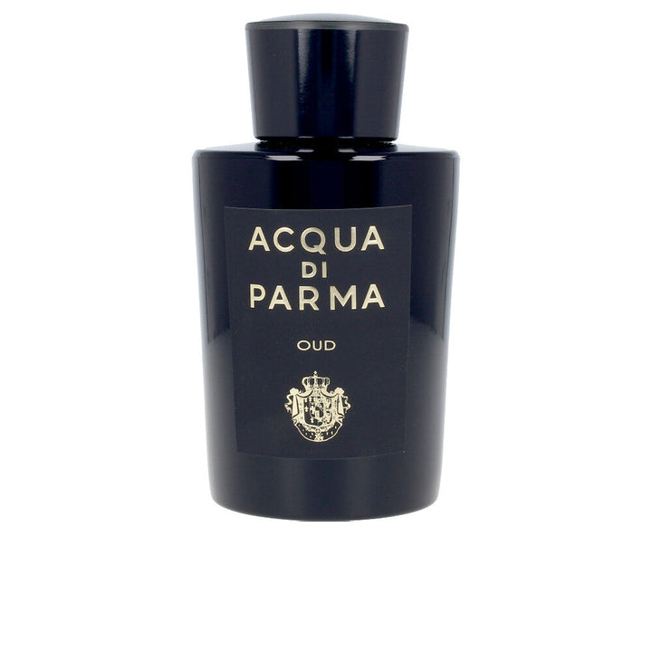 Clear glass perfume bottle with dark amber liquid, 100 ml, unisex oud fragrance
