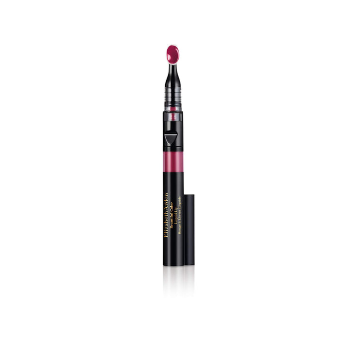 Small 2.4 ml liquid lip colour, burgundy shade with glossy finish, wand applicator