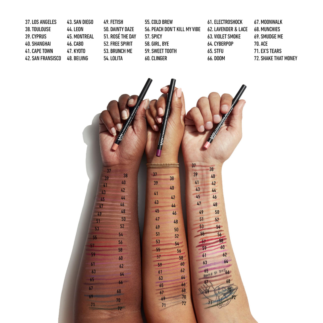 Matte pink lip liner pencil in Sweet Tooth, 3.5 g, creamy texture