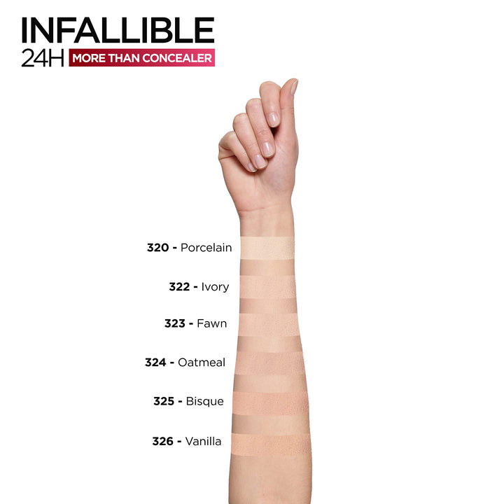 Tube concealer with oversized doe‑foot applicator; shade 324 Oatmeal Unisex, 11 ml
