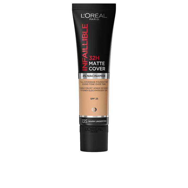 Bottle of warm shade liquid foundation, 30 ml, matte finish