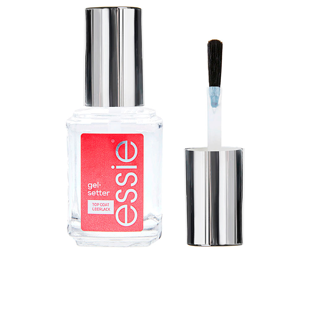 Clear gel‑effect nail top coat in 13.5 ml bottle, high‑gloss finish, Unisex