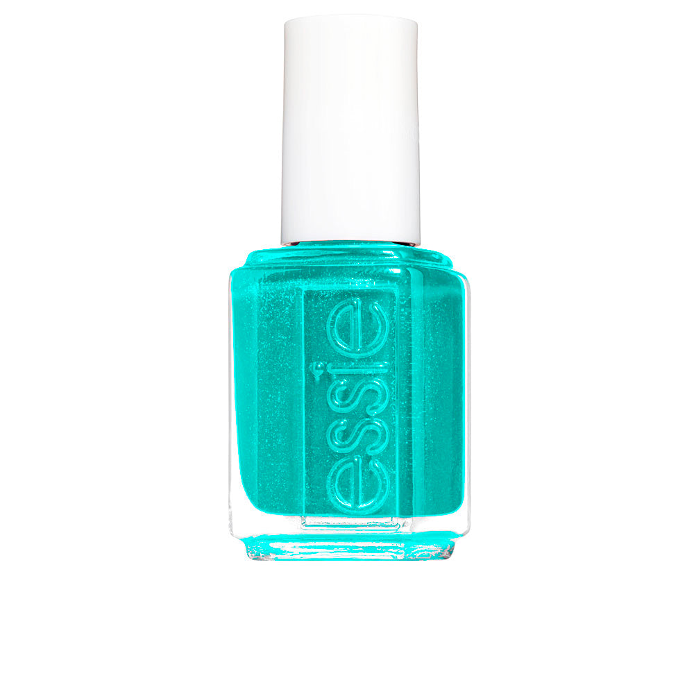 Bottle of deep nautical blue cream nail polish, 13.5 ml, flat paddle brush