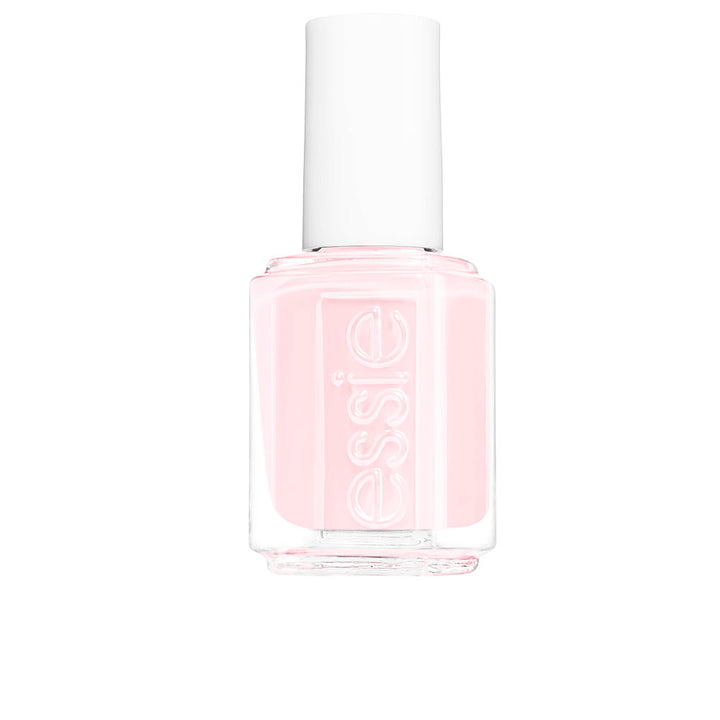 Bottle of coral-red cream nail polish, 13.5 ml, wide brush visible