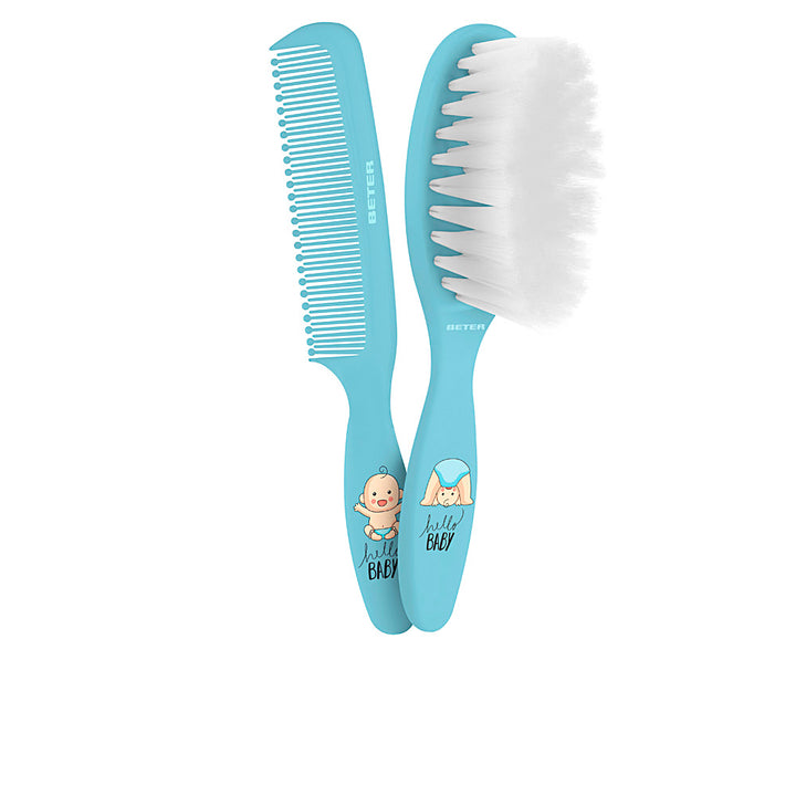 Two‑piece unisex baby hair set — ultra‑soft brush and rounded‑tooth comb