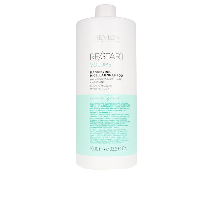 Large 1000 ml micellar volumising shampoo bottle, rice protein formula, Unisex