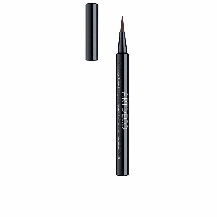 Slim brown liquid eyeliner with fine nylon brush, 0.6 ml compact tube