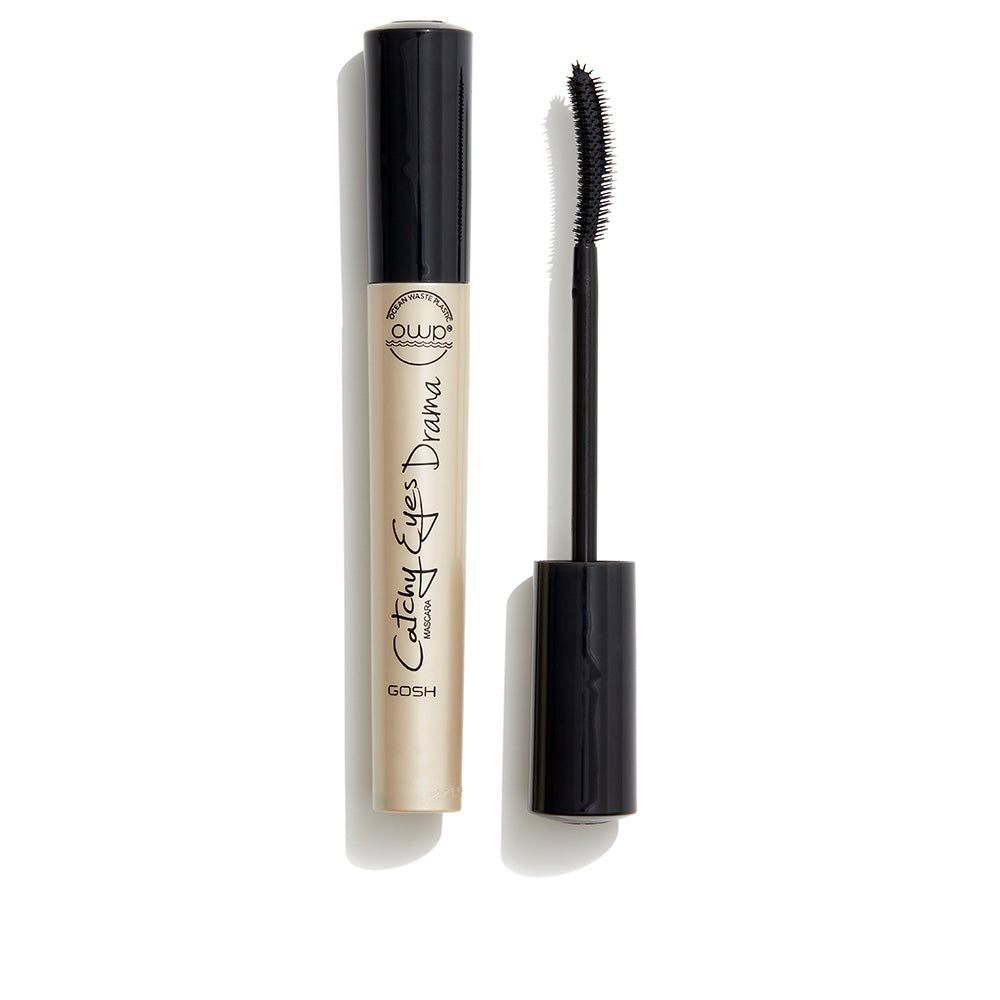 Tube of waterproof mascara with curved applicator wand, extreme black, 10 ml