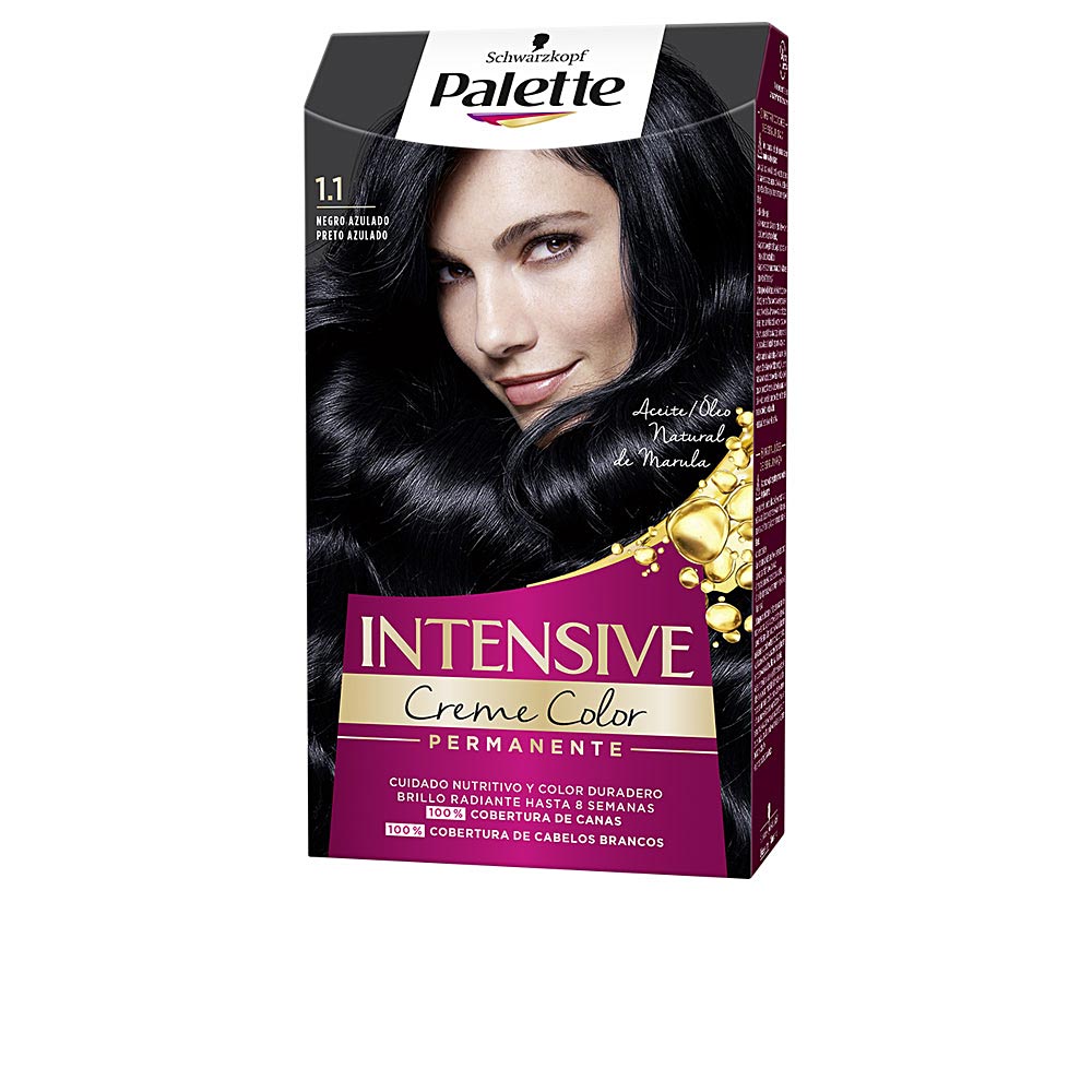 Tube of blue‑black permanent cream hair colour with marula oil, single pack