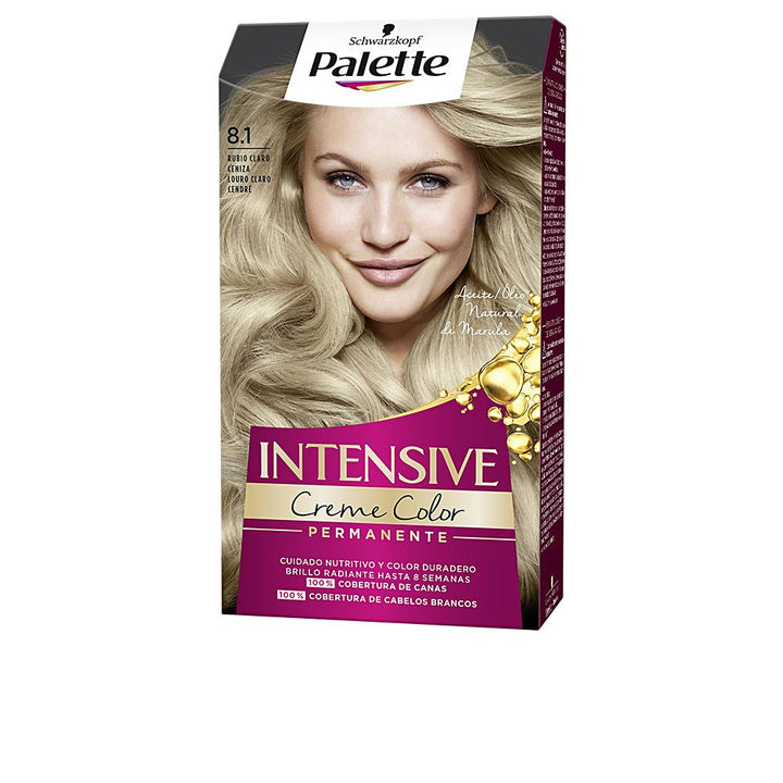 Tube of ash blonde permanent cream hair colour, shade 8.1, 1 unit