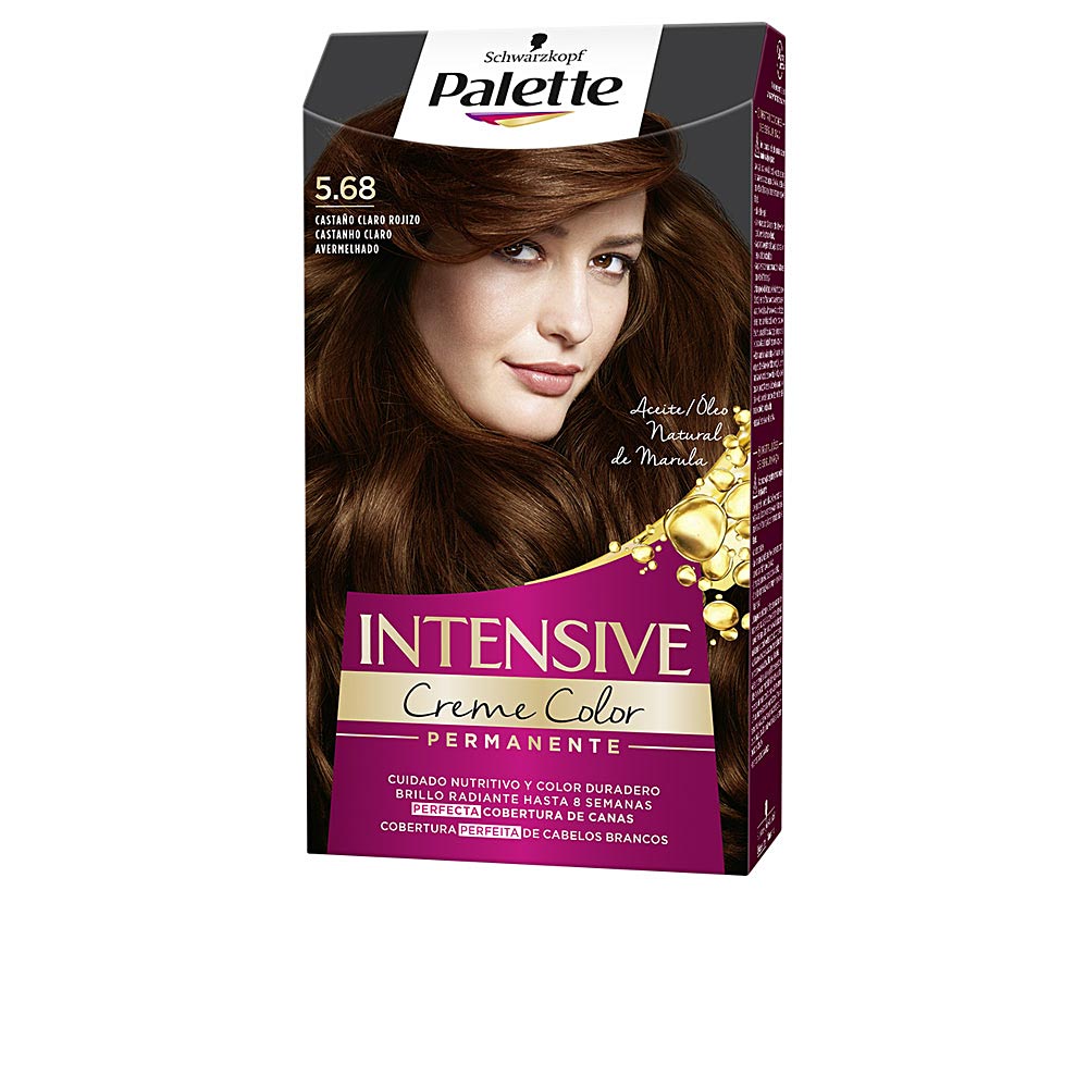 Tube and developer pack for 5.68 light reddish brown permanent hair dye