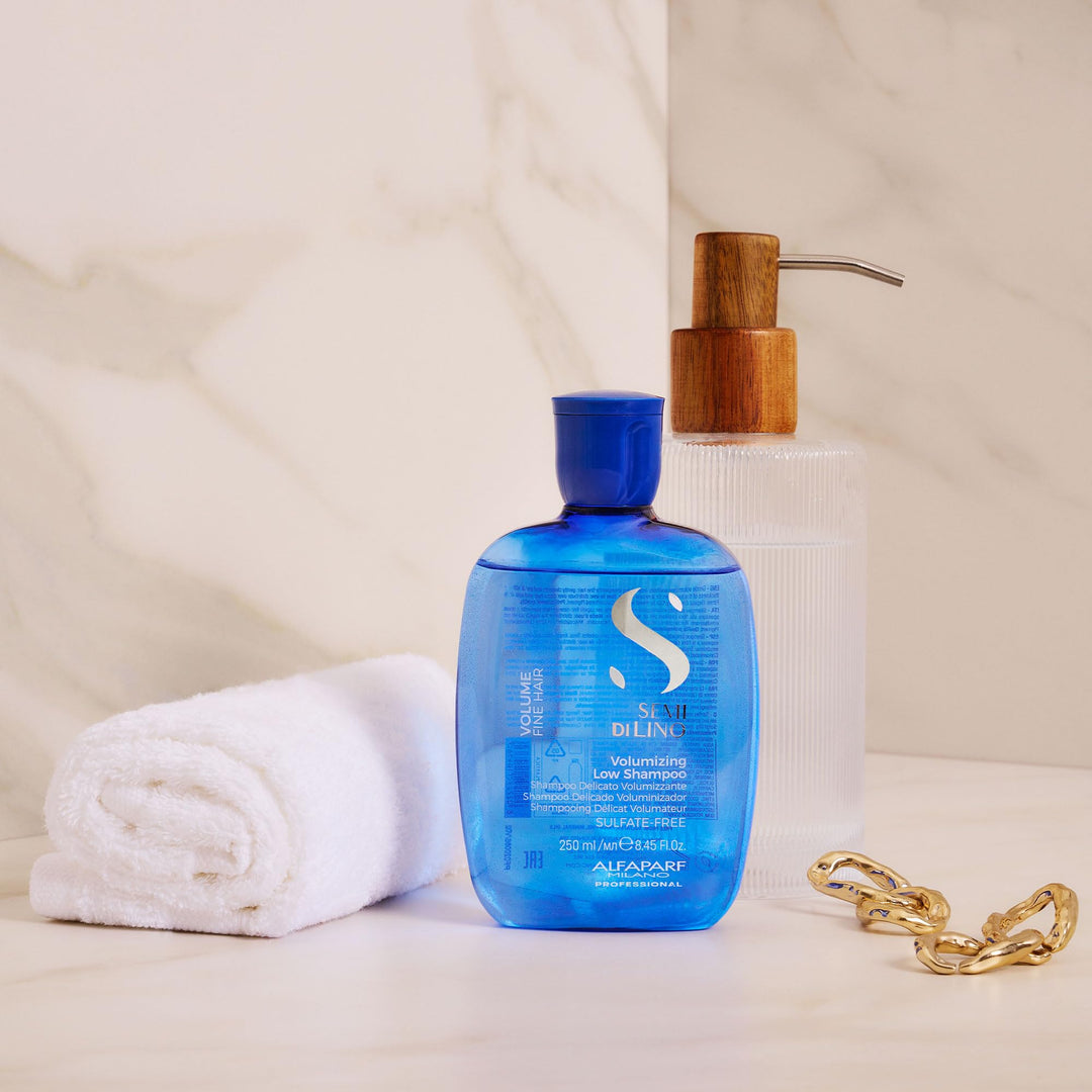 250 ml bottle of Semi Di Lino volume-boosting shampoo, lightweight formula