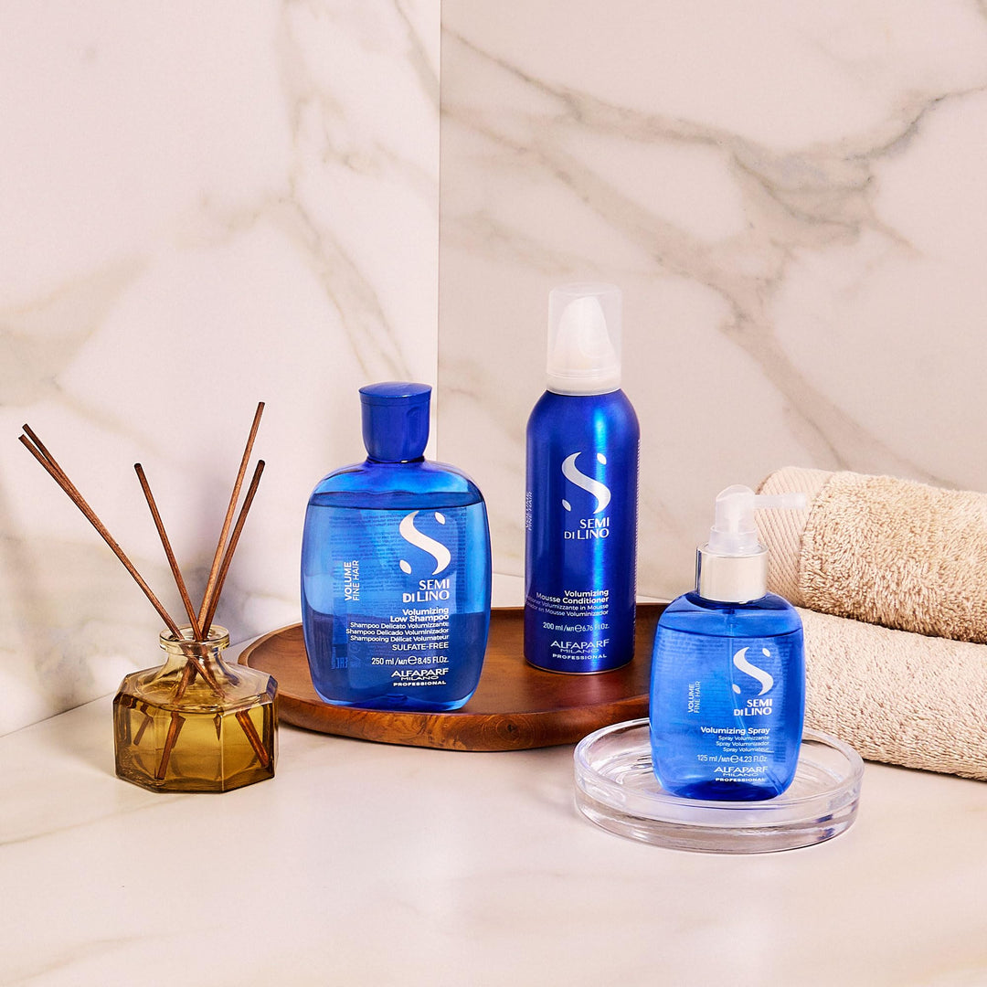 250 ml bottle of Semi Di Lino volume-boosting shampoo, lightweight formula