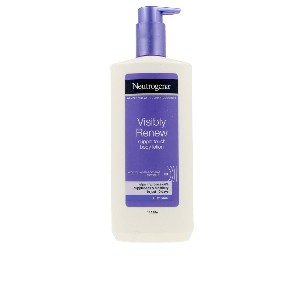 400 ml pump bottle of hydrating body lotion for dry skin, light cream texture