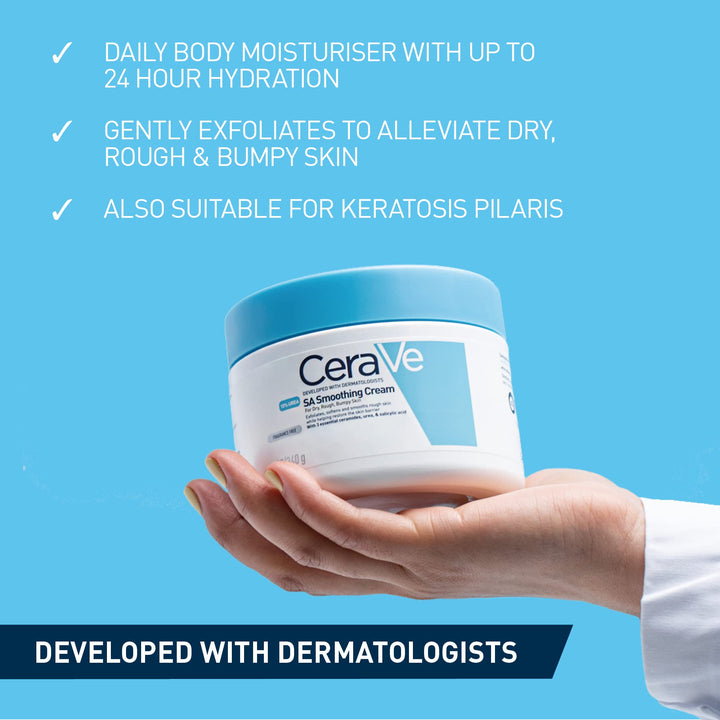 Tube of smoothing body cream, 340 g, urea and ceramides, fragrance-free