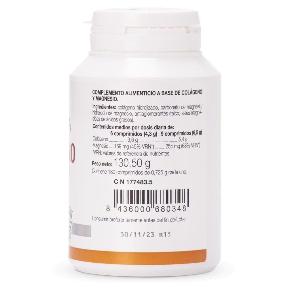 Bottle of 180 collagen and magnesium capsules, Unisex supplement
