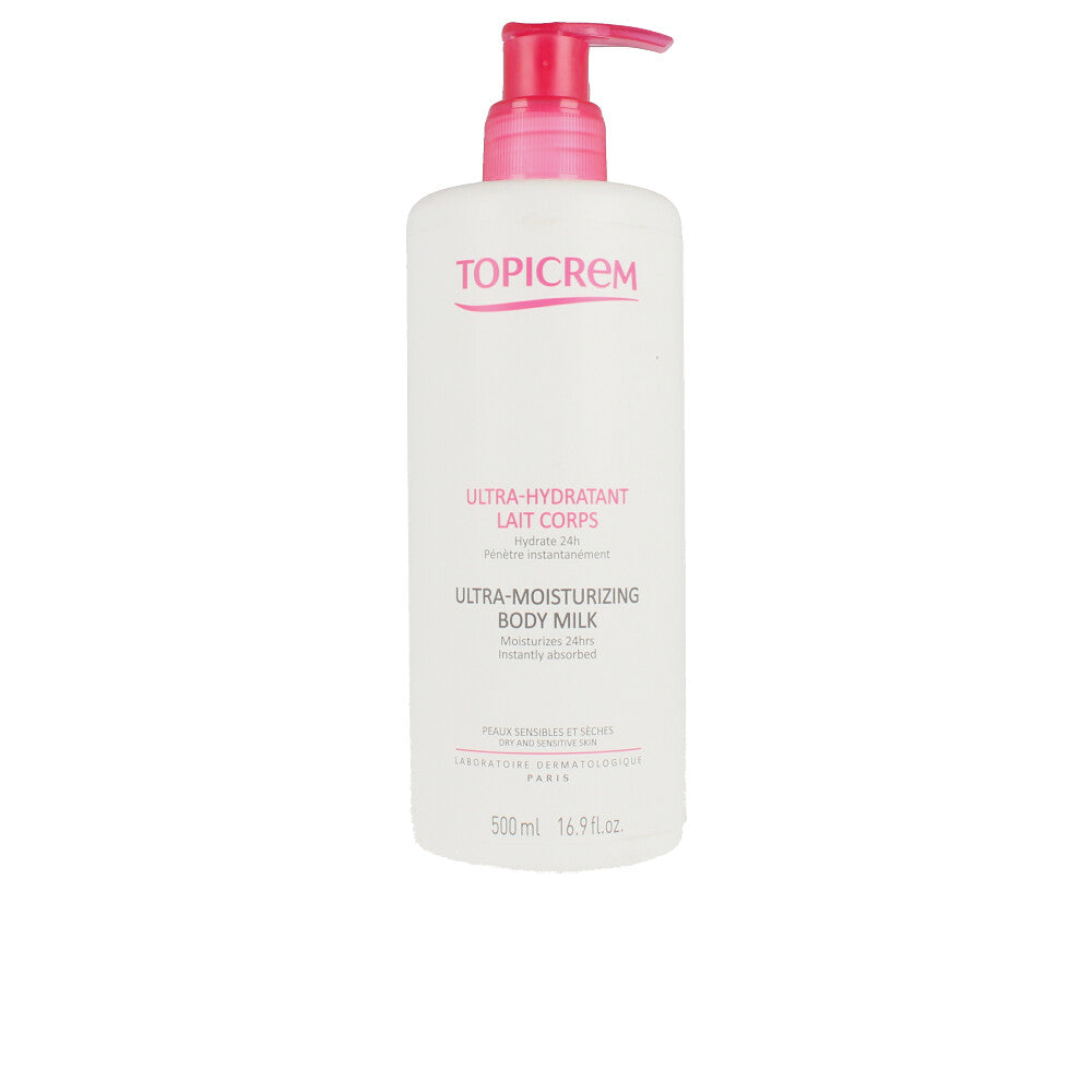 500 ml pump bottle of unisex ultra hydrating urea body milk, white lotion
