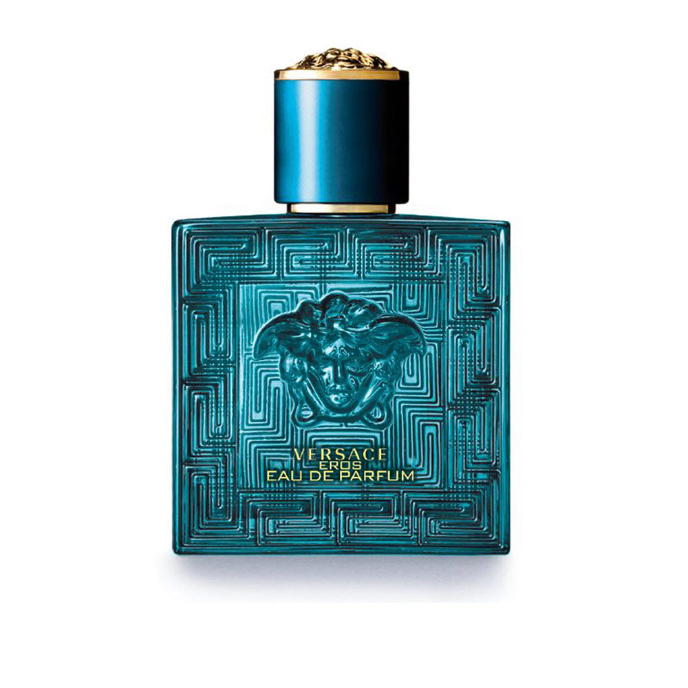 Blue 100 ml Eau de Parfum bottle with Grecian frieze and Medusa relief