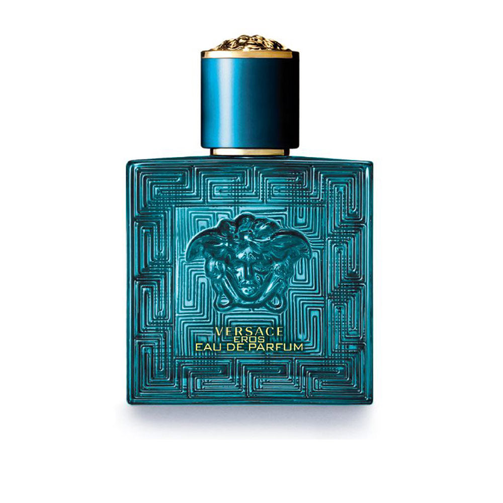 Blue 100 ml Eau de Parfum bottle with Grecian frieze and Medusa relief