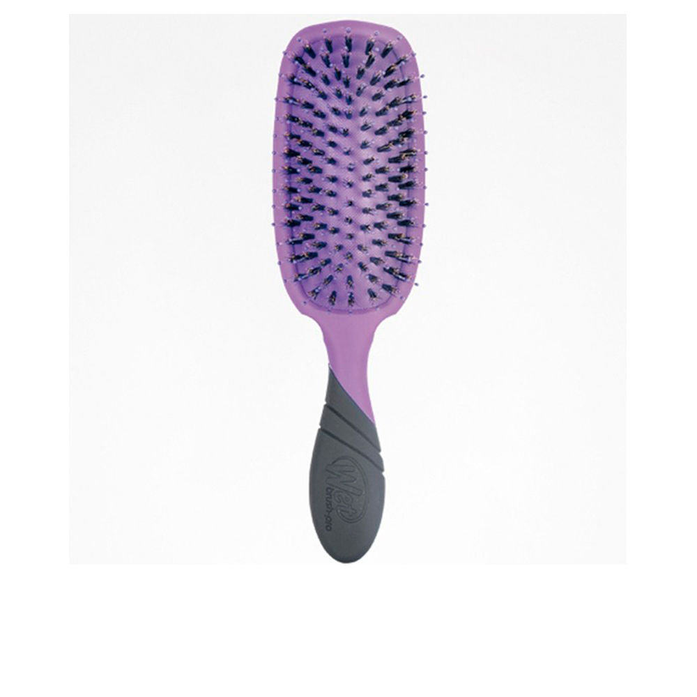 Purple paddle hair brush with mixed boar and IntelliFlex bristles, compact design