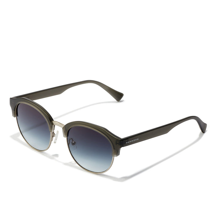 Rounded pantos sunglasses with metal rim, TR18 dark lenses, silicone nose pads, Unisex