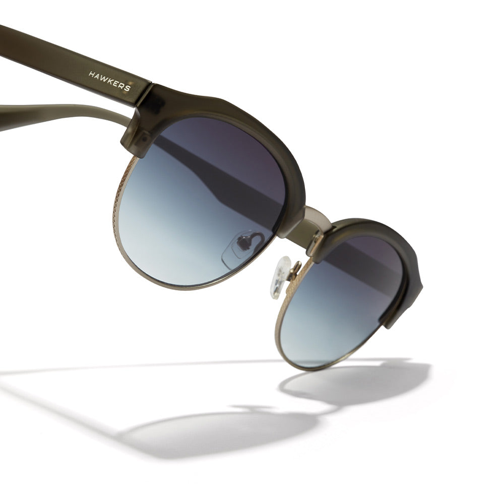 Rounded pantos sunglasses with metal rim, TR18 dark lenses, silicone nose pads, Unisex