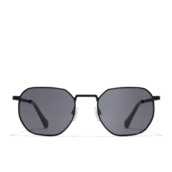 Unisex round black stainless-steel sunglasses with 51 mm lenses