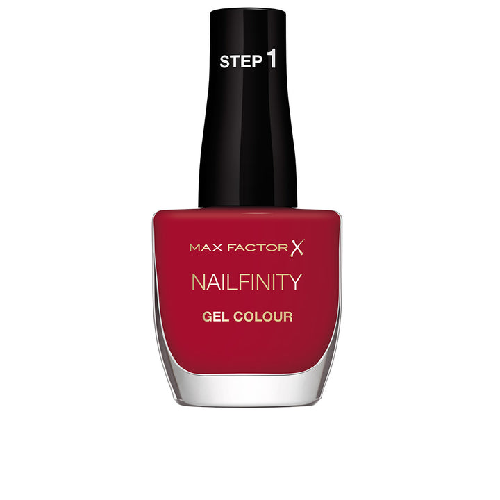 Small 12 ml bottle of red gel-effect nail polish with glossy finish