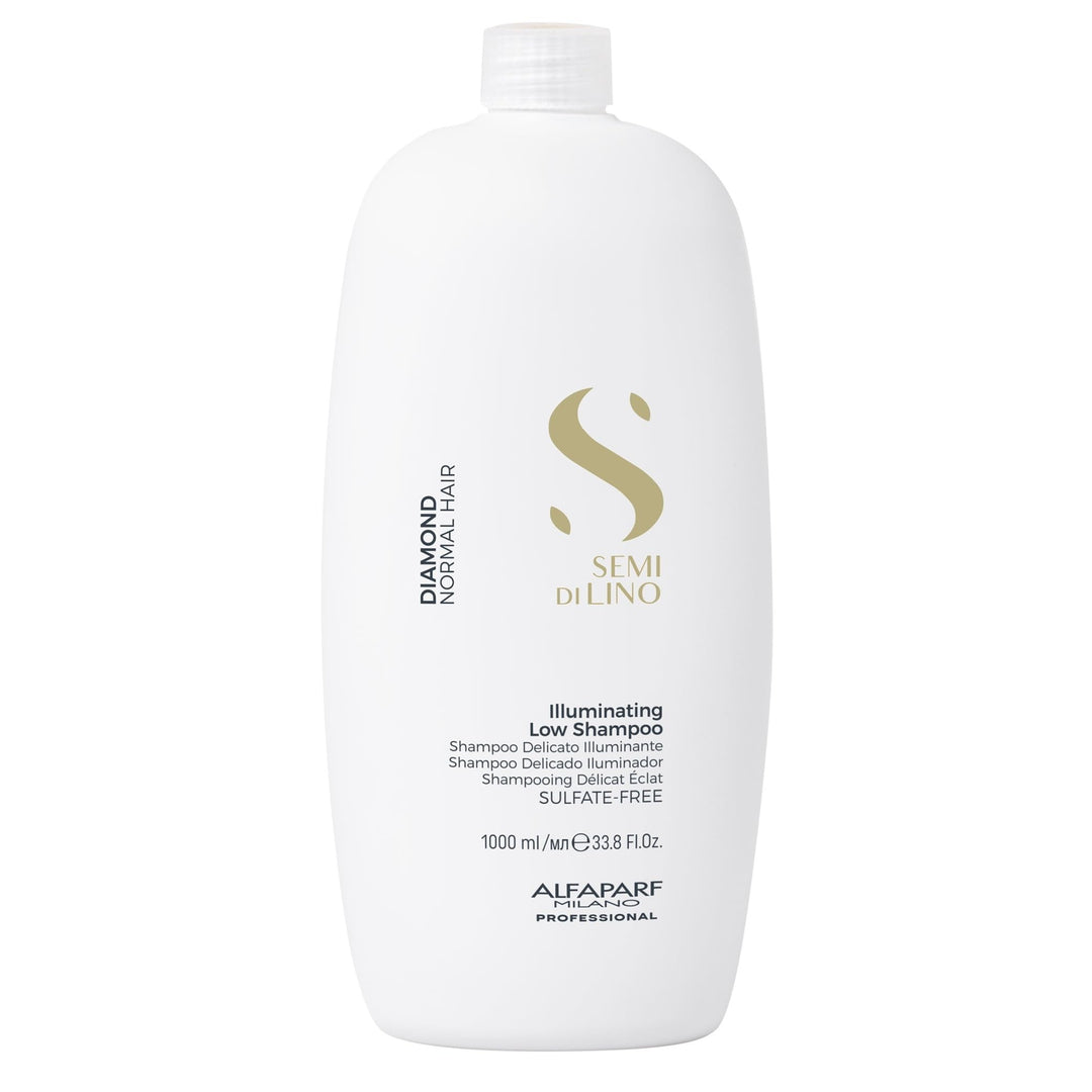 Tall 1000 ml bottle of lightweight illuminating low shampoo, neutral label
