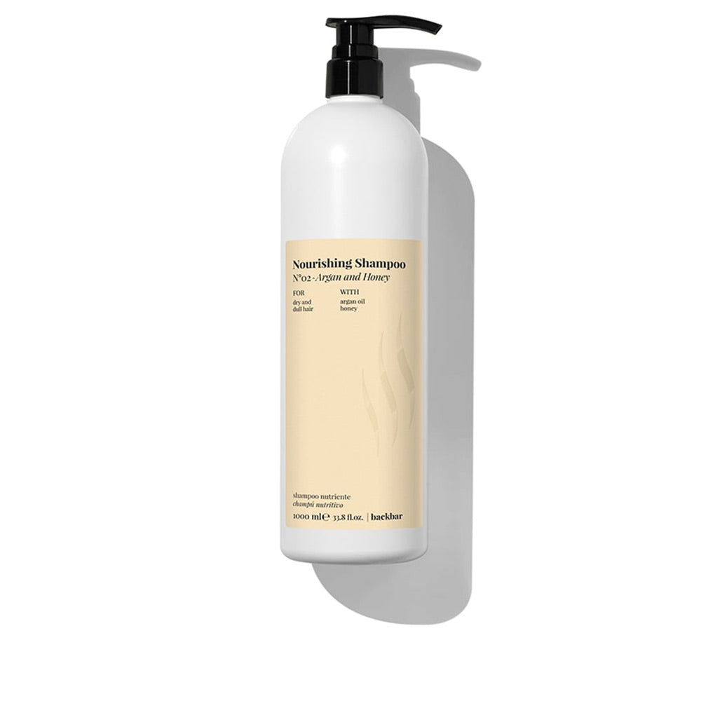1,000 ml bottle of Argan &amp; Honey nourishing shampoo for dry hair, professional refill