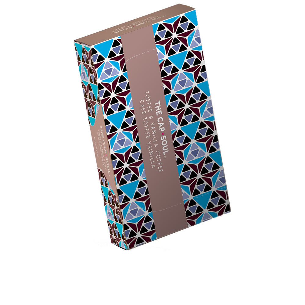 Box of ten vanilla-toffee coffee capsules with warm caramel notes