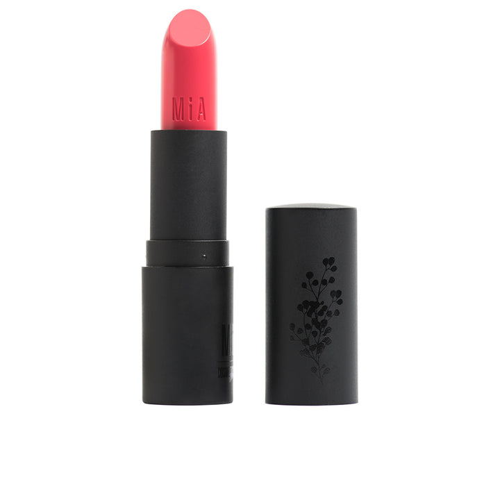Sheer caramel-coral lip balm bullet in slim 4 g tube, velvety finish