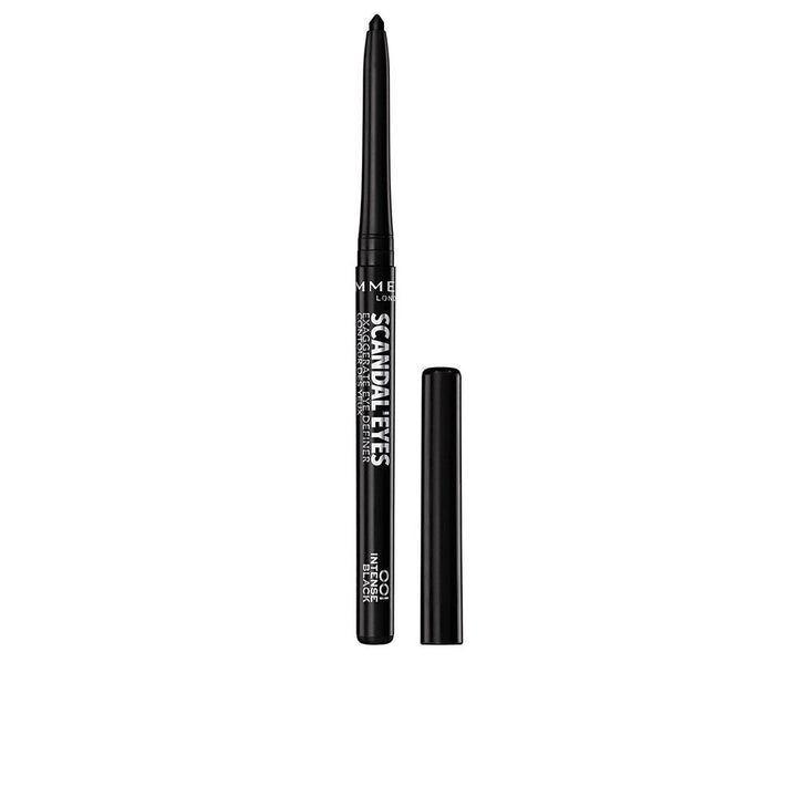 Slim retractable black cream eyeliner pencil with smudger and sharpener, 0.35 g