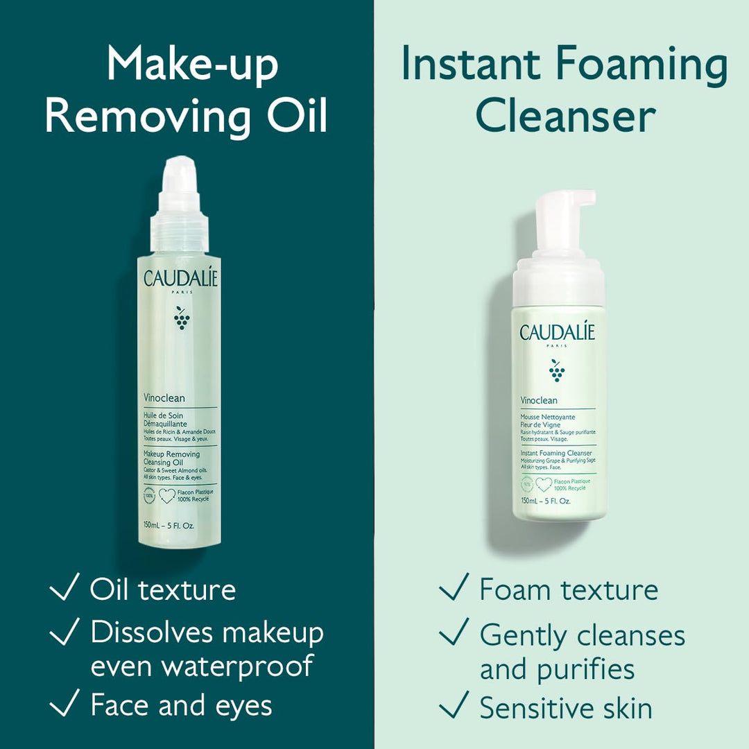 150 ml bottle of botanical cleansing oil with pump, clear golden oil