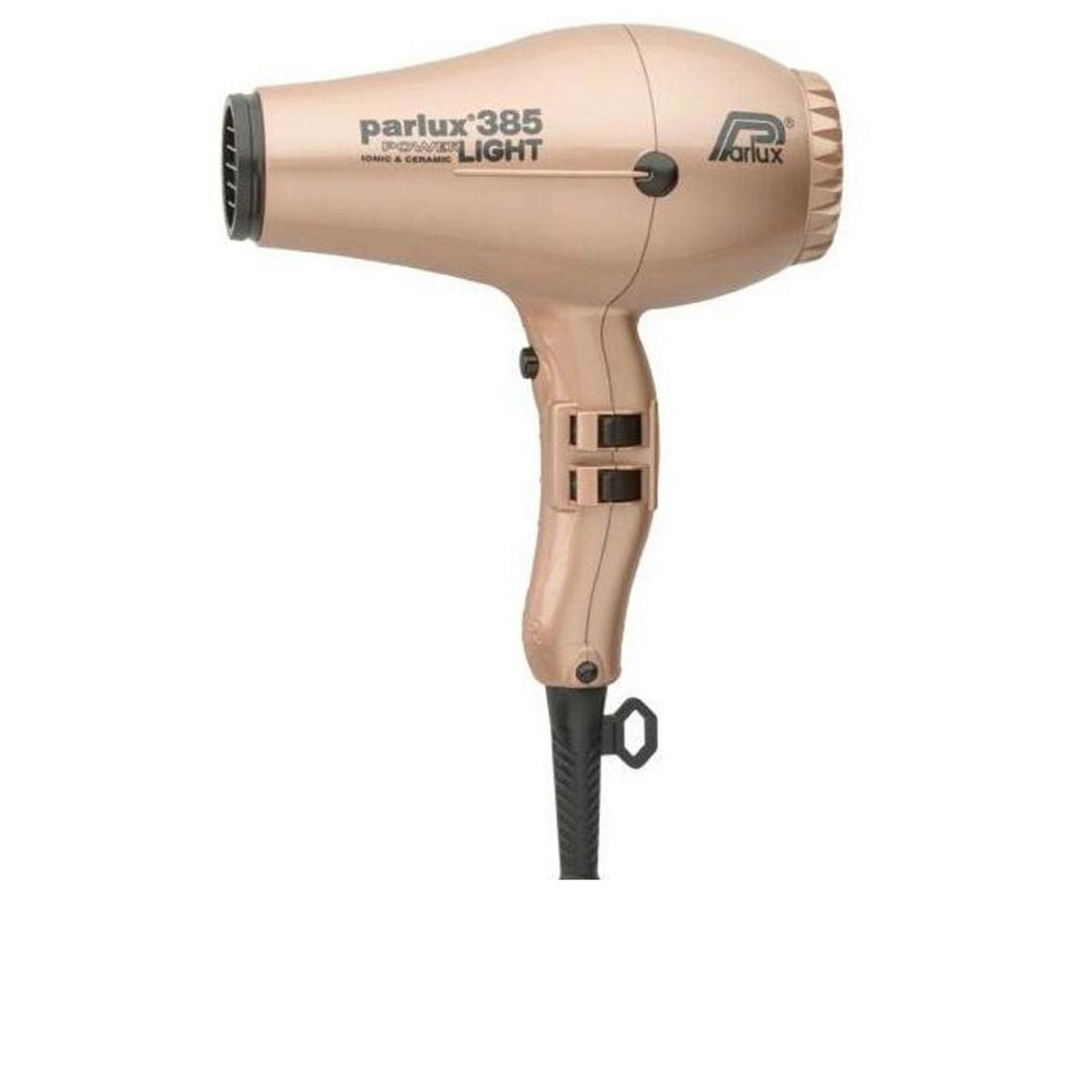Gold ceramic ion hair dryer with ergonomic handle and 3 m cable, lightweight design