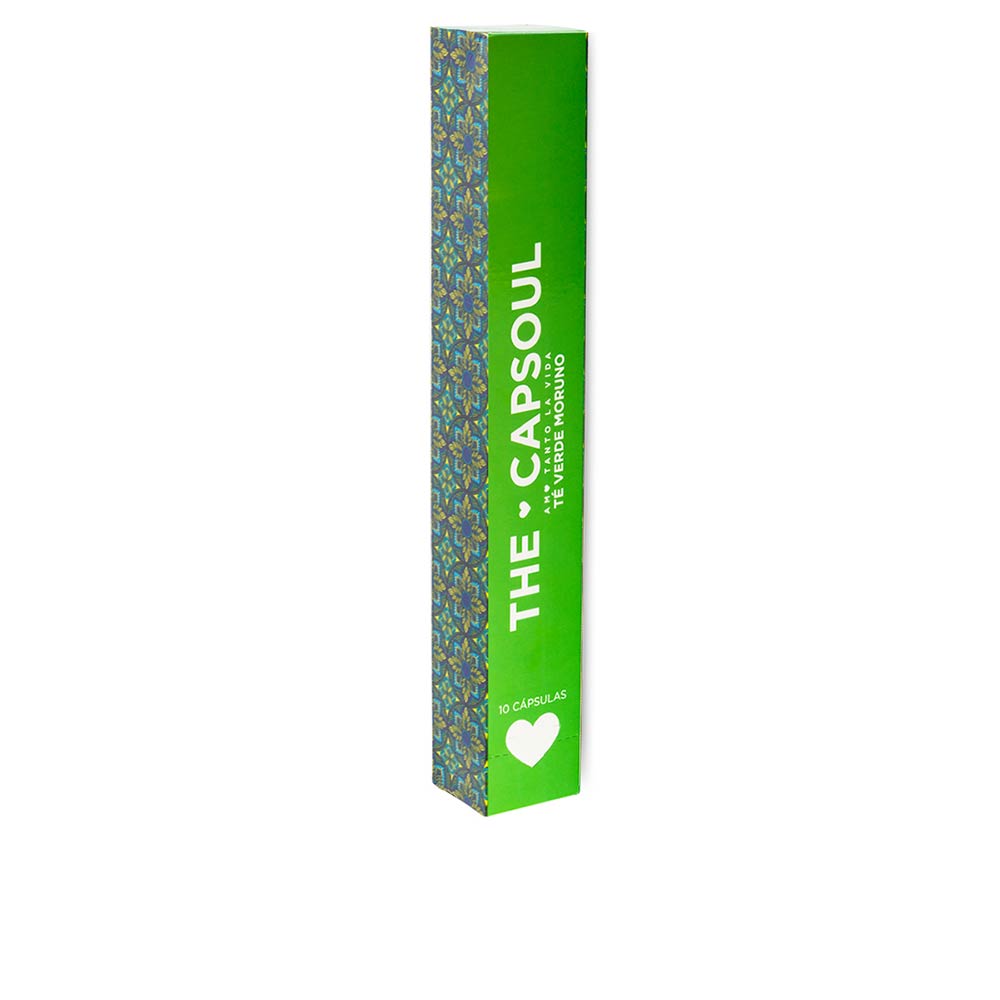 Box of 10 gunpowder green tea capsules with mint, Nespresso-compatible