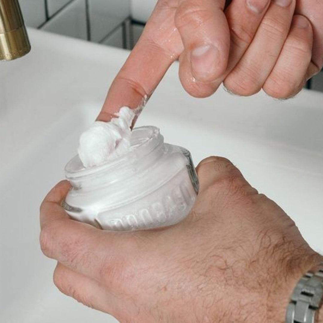 100 ml tube of sandalwood pre-shave cream for Man, shea butter formula