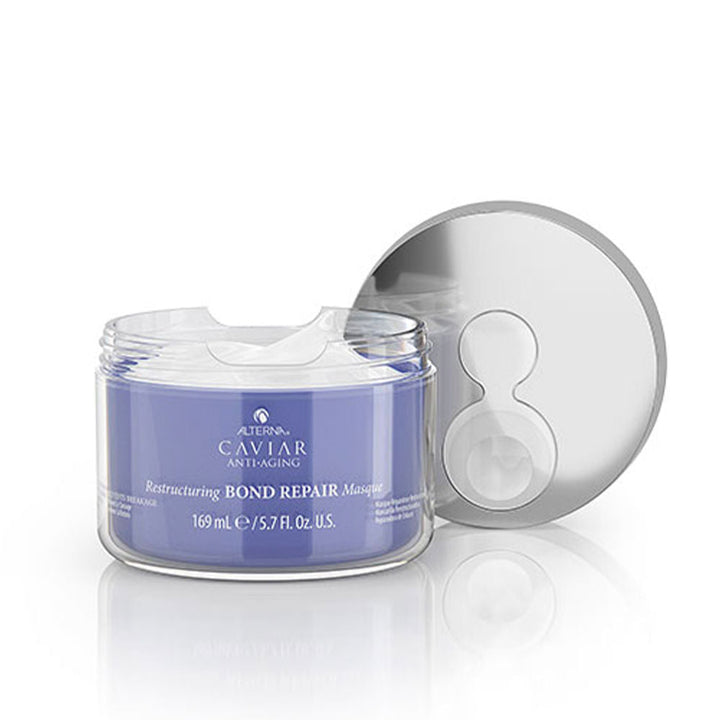 Jar of restructuring hair masque with creamy texture, 161 g, restorative treatment