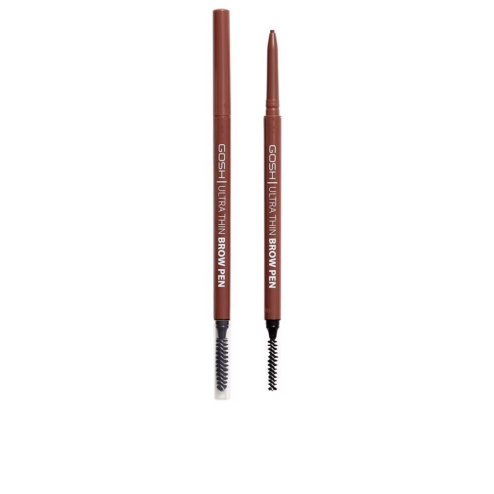 Dual-ended slim grey brow pencil with fine tip and spoolie, matte finish, 0.09 g