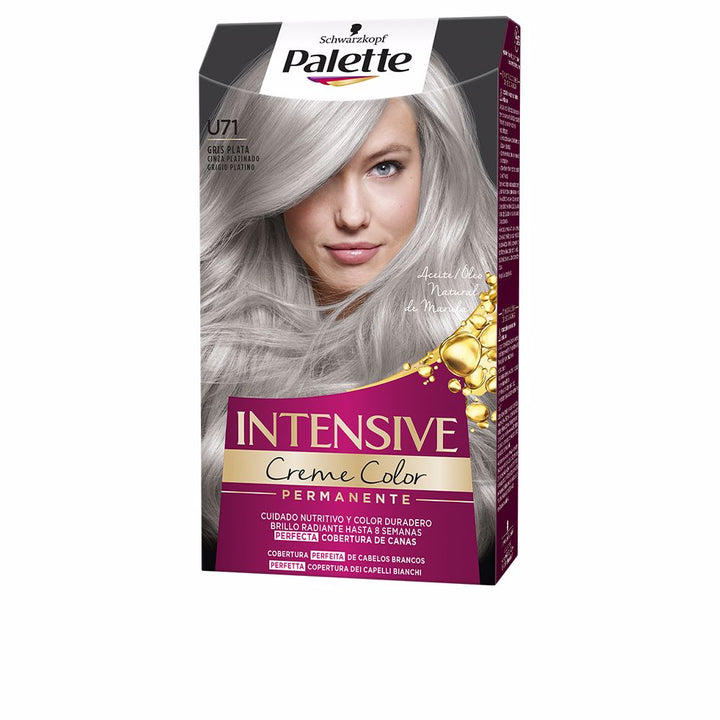 Tube of grey-silver permanent hair colour cream with marula oil, 1 unit