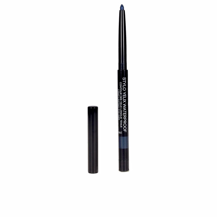 Retractable waterproof eyeliner pencil in deep marine with built‑in sharpener