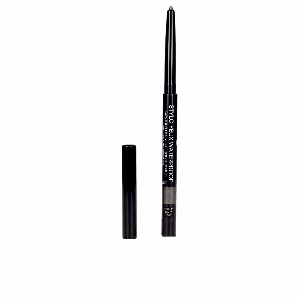 Retractable waterproof graphite eye pencil with integrated sharpener, deep grey finish