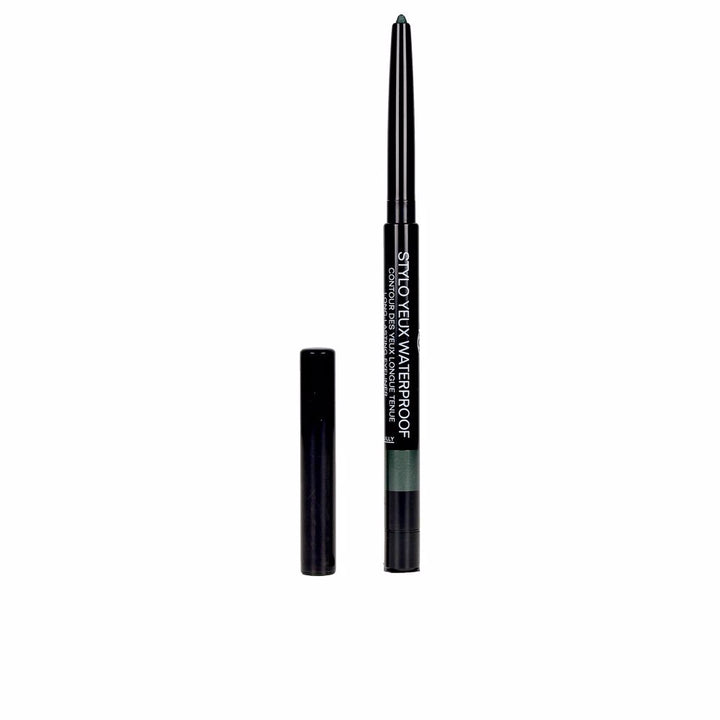Retractable waterproof eyeliner pencil, green shade, built-in sharpener, creamy finish